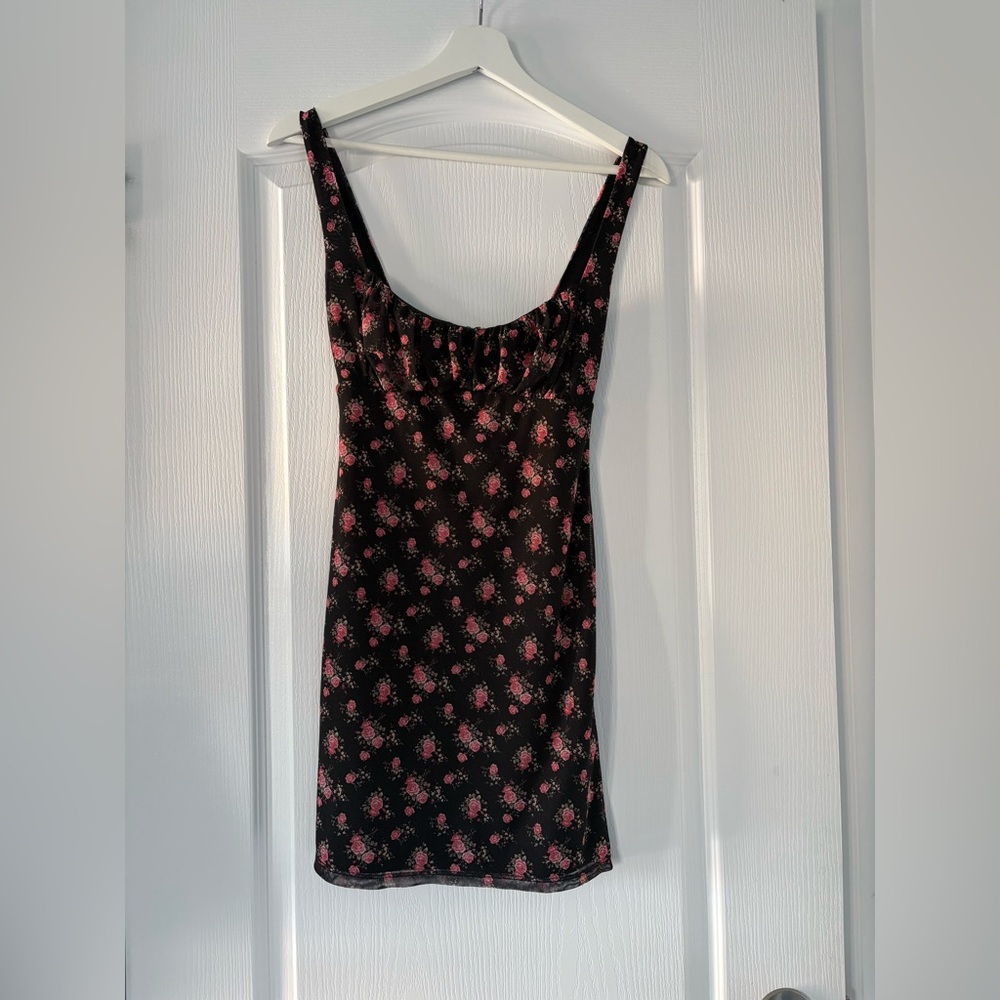 Urban Outfitters Black and Pink Floral Mini Dress